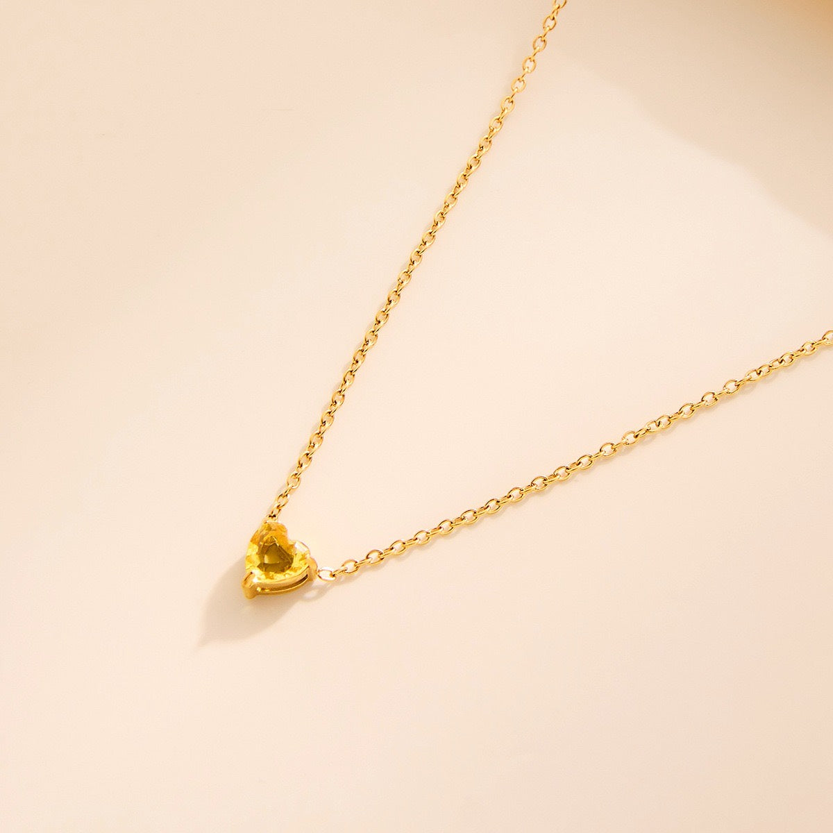 Herz-Geburtsstein-Kette 18K-Vergoldung