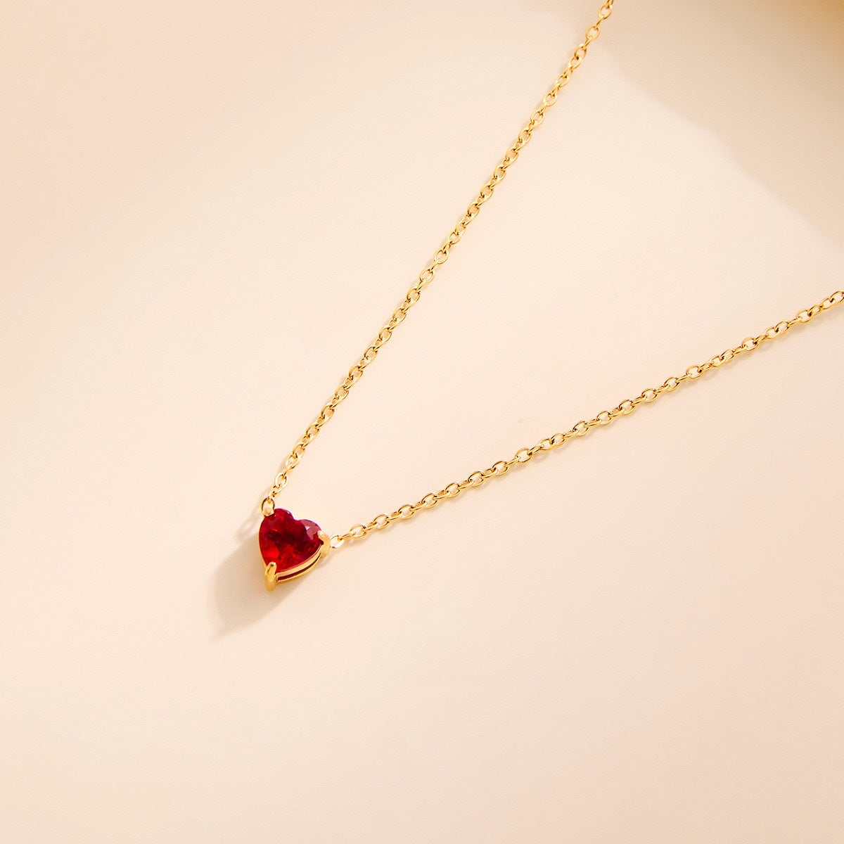 Herz-Geburtsstein-Kette 18K-Vergoldung