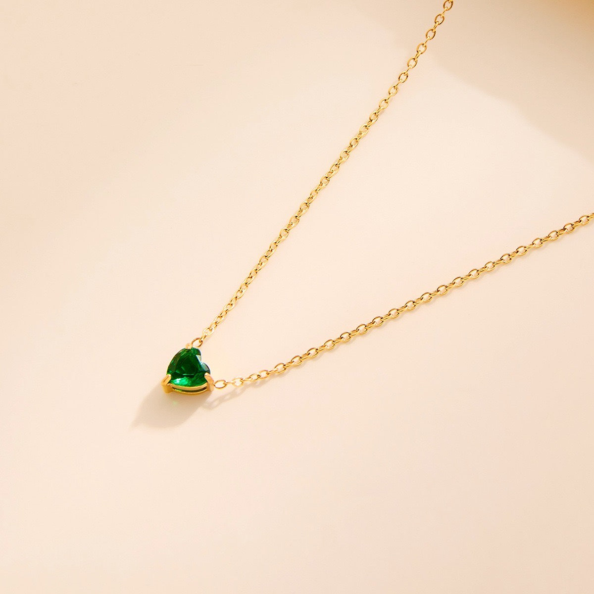 Herz-Geburtsstein-Kette 18K-Vergoldung