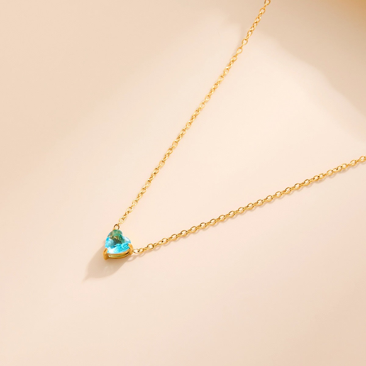 Herz-Geburtsstein-Kette 18K-Vergoldung