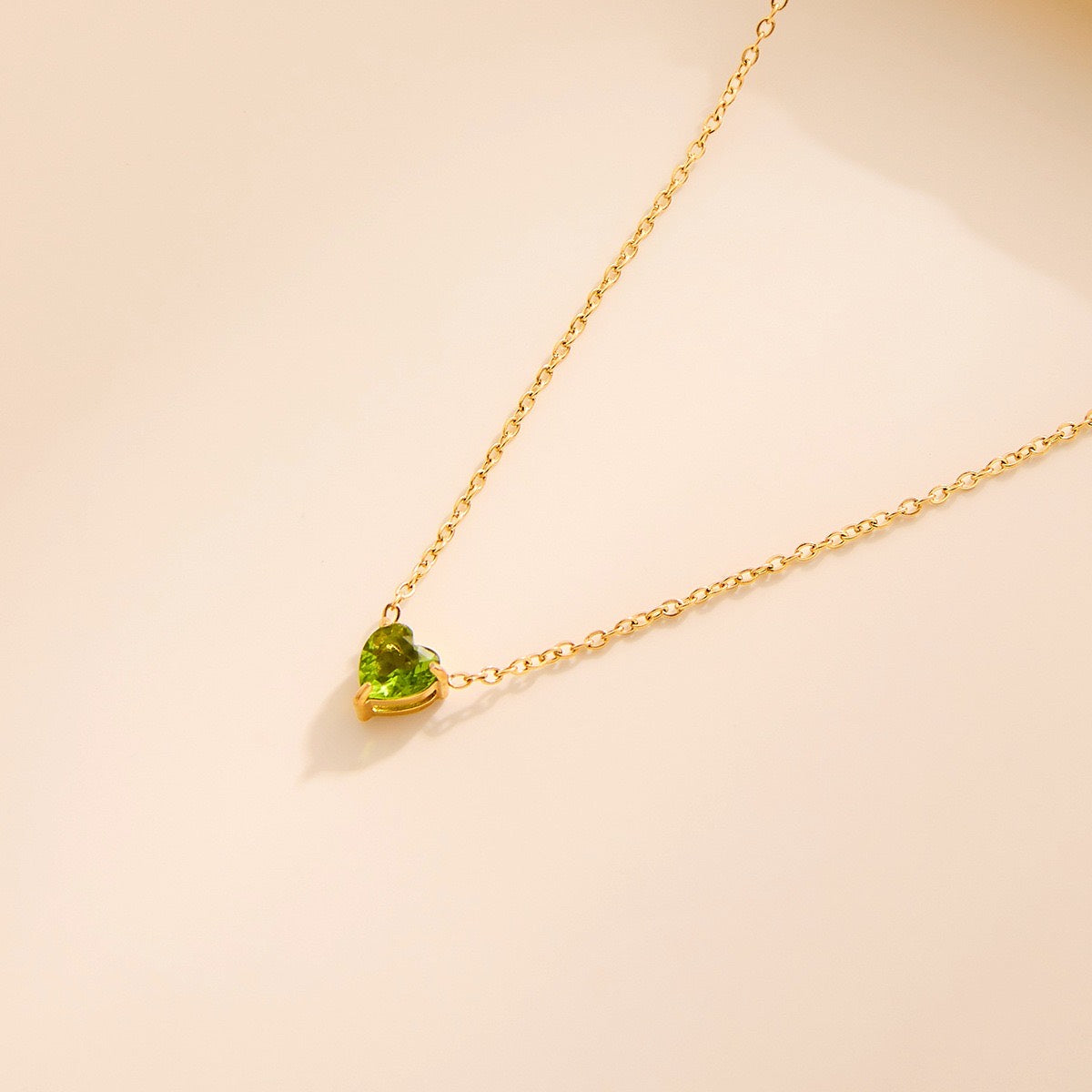 Herz-Geburtsstein-Kette 18K-Vergoldung