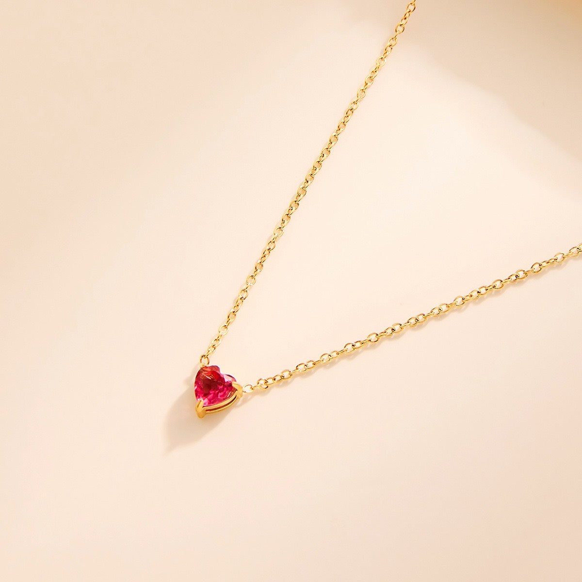 Herz-Geburtsstein-Kette 18K-Vergoldung