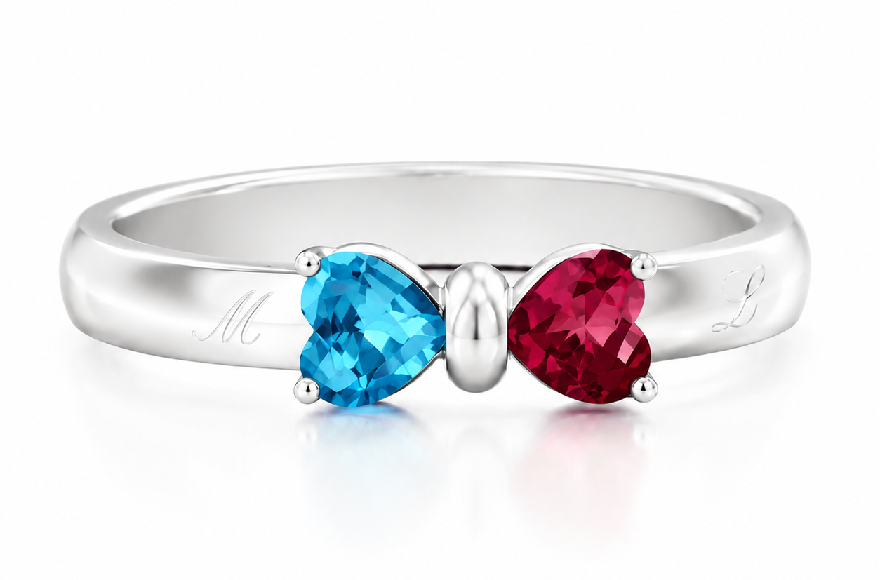 Partner-Ring mit zwei Geburtssteinen