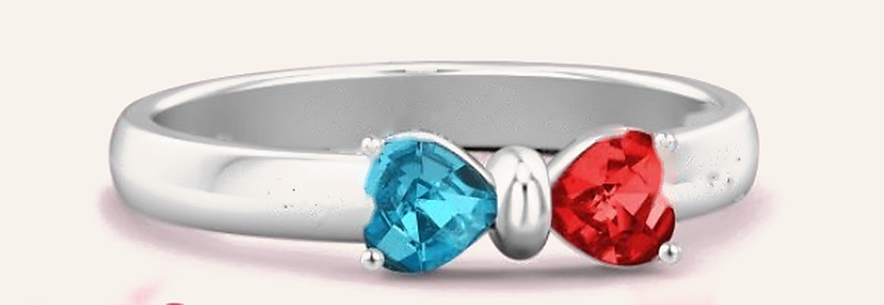 Partner-Ring mit zwei Geburtssteinen