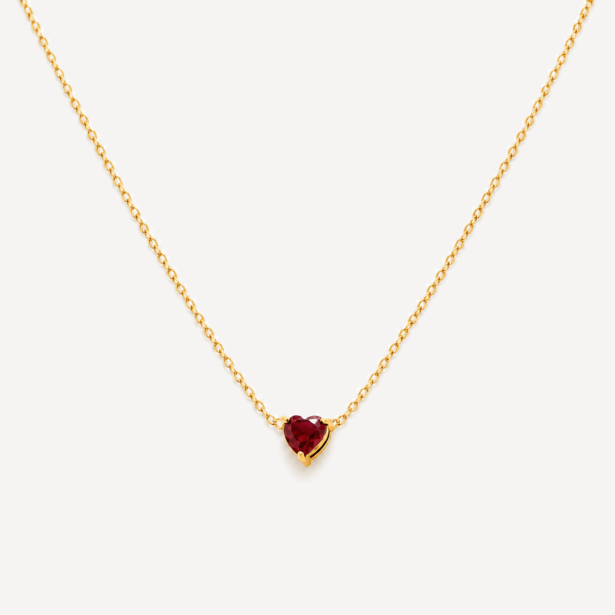 Herz-Geburtsstein-Kette 18K-Vergoldung – Januar – Granat